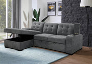 IFDC Sectional Sofa Left Facing Chaise Sunnybrook Sleeper Sectional Sofa Bed with Cupholders and Storage Chaise in Grey - Available in 2 Configurations