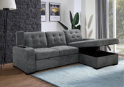 IFDC Sectional Sofa Right Facing Chaise Sunnybrook Sleeper Sectional Sofa Bed with Cupholders and Storage Chaise in Grey - Available in 2 Configurations
