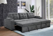 IFDC Sectional Sofa Sunnybrook Sleeper Sectional Sofa Bed with Cupholders and Storage Chaise in Grey - Available in 2 Configurations