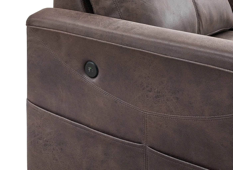 IFDC Sectional Thorold 93" Brown Sectional Sofa Bed with Storage Chaise and Drop Down Cup Holders - Available in 2 Configurations