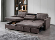 IFDC Sectional Thorold 93" Brown Sectional Sofa Bed with Storage Chaise and Drop Down Cup Holders - Available in 2 Configurations