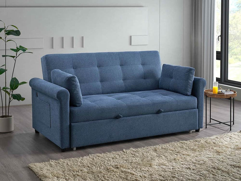 IFDC Sofa 70" / Blue Leamington Tufted Grey Sofa Bed - Available in 2 Sizes