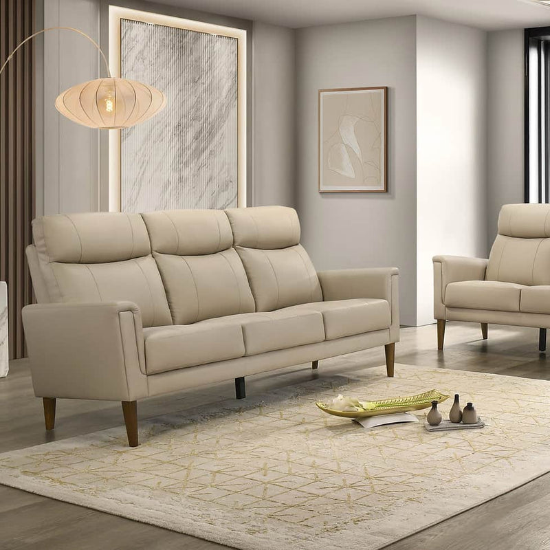 IFDC Sofa Cream Beige Velmont 77" High Back Sofa in Leather Match - Available in 3 Colours