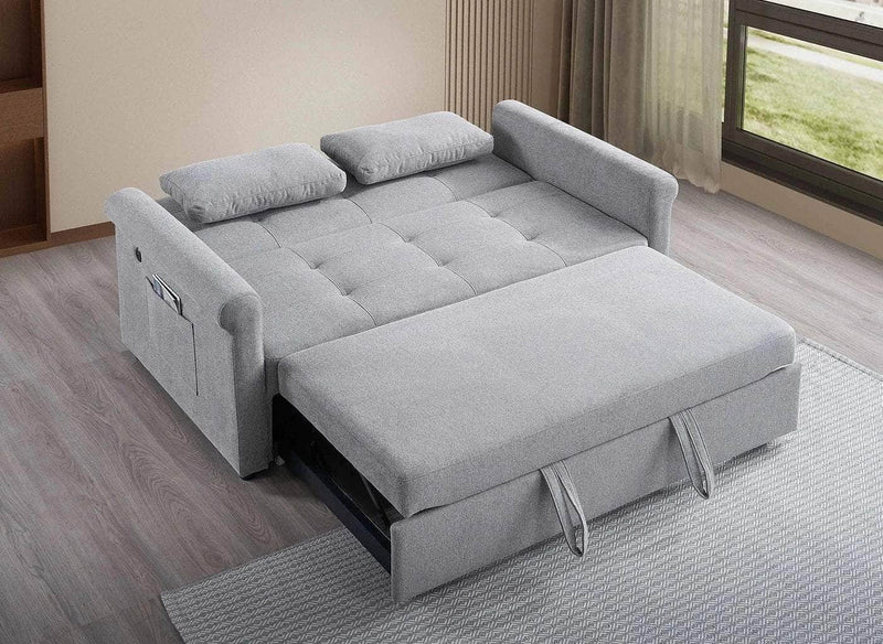 IFDC Sofa Leamington Tufted Grey Sofa Bed - Available in 2 Sizes