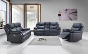 IFDC Sofa Set Black / Sofa Loveseat and Chair Whitby 3 Piece Power Reclining Sofa, Loveseat and Chair Set in Leather Match - Available in 2 Colours