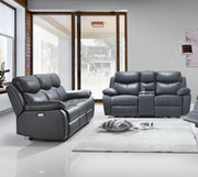 IFDC Sofa Set Grey / Sofa and Loveseat Whitby 3 Piece Power Reclining Sofa, Loveseat and Chair Set in Leather Match - Available in 2 Colours