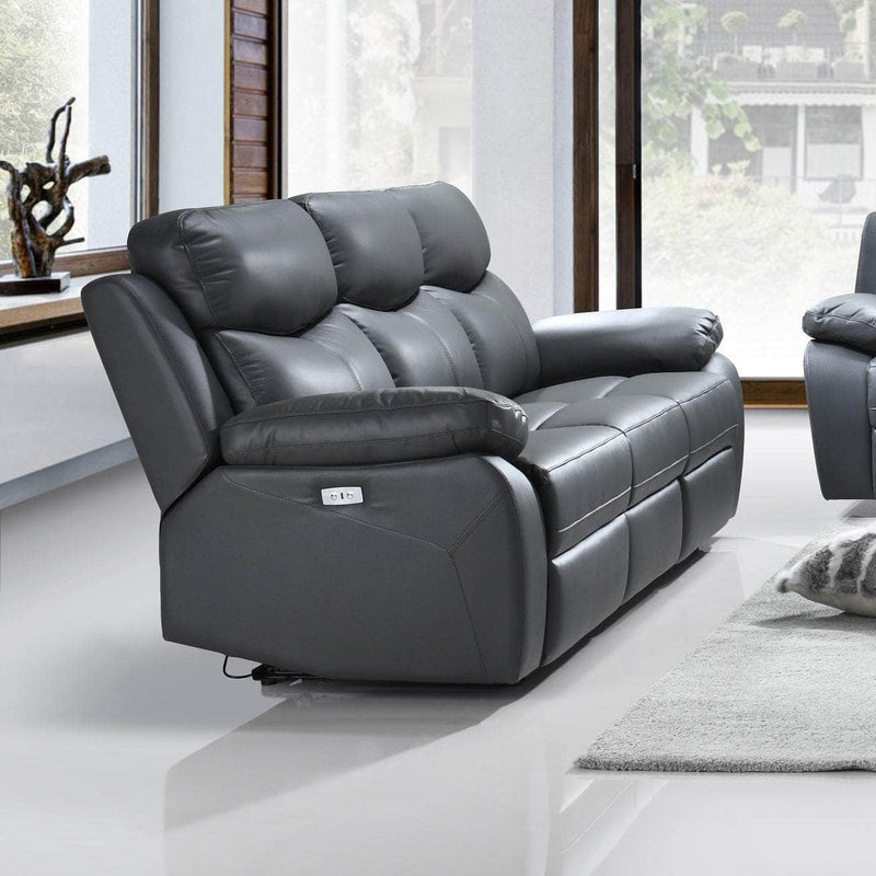 IFDC Sofa Set Whitby 3 Piece Power Reclining Sofa, Loveseat and Chair Set in Leather Match - Available in 2 Colours