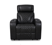 Jag's International Chair Nexus 38" Power Reclining Chair with Adjustable Headrest, Storage and Cupholders in Black Leather