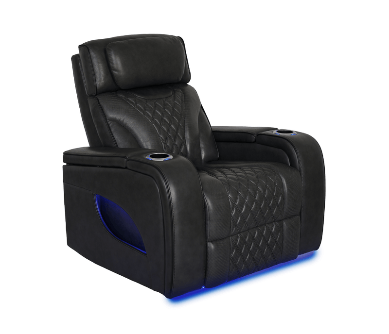 Jag's International Reclining Chairs Nexus Chair - Power Reclining w/ Power Headrest - Black Leather