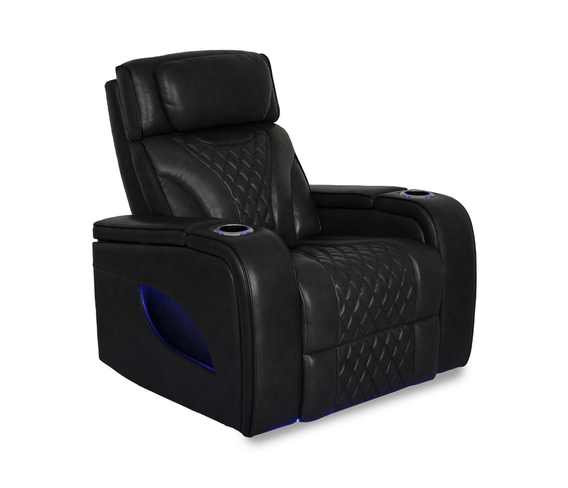 Jag's International Reclining Chairs Nexus Chair - Power Reclining w/ Power Headrest - Black Leather