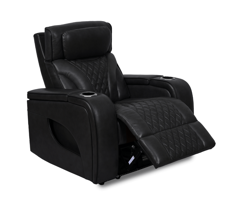 Jag's International Reclining Chairs Nexus Chair - Power Reclining w/ Power Headrest - Black Leather