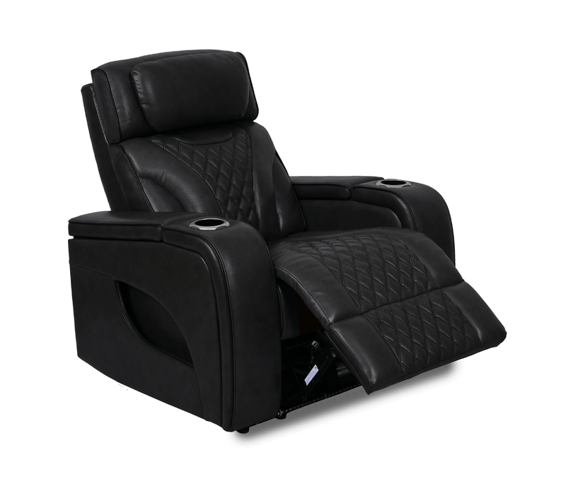 Jag's International Reclining Chairs Nexus Chair - Power Reclining w/ Power Headrest - Black Leather