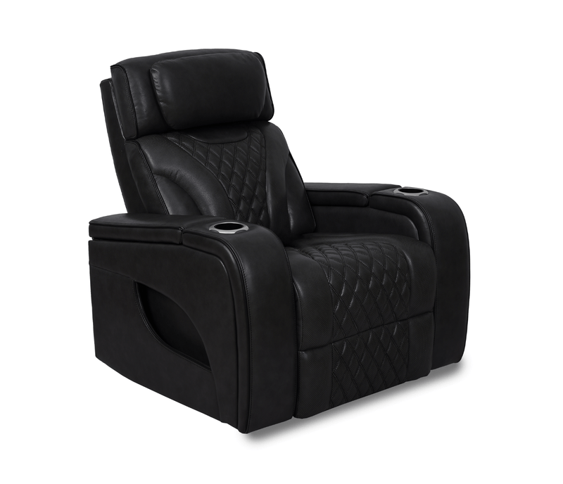 Jag's International Reclining Chairs Nexus Chair - Power Reclining w/ Power Headrest - Black Leather