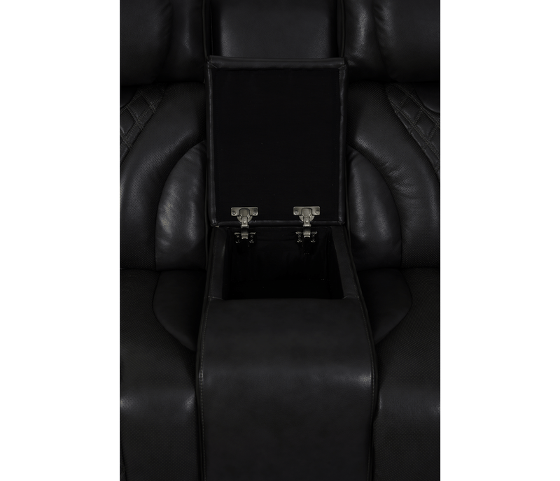 Jag's International Reclining Loveseats Nexus Loveseat w/ Console - Power Reclining w/ Power Headrests - Black Leather