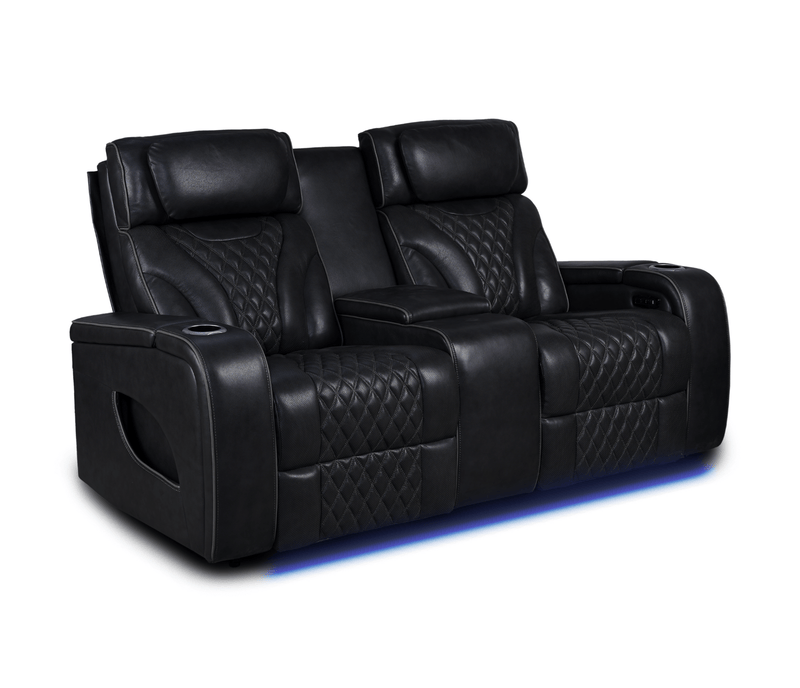 Jag's International Reclining Loveseats Nexus Loveseat w/ Console - Power Reclining w/ Power Headrests - Black Leather
