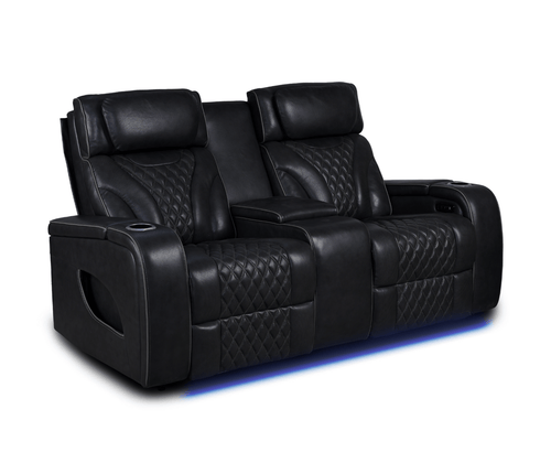 Jag's International Reclining Loveseats Nexus Loveseat w/ Console - Power Reclining w/ Power Headrests - Black Leather
