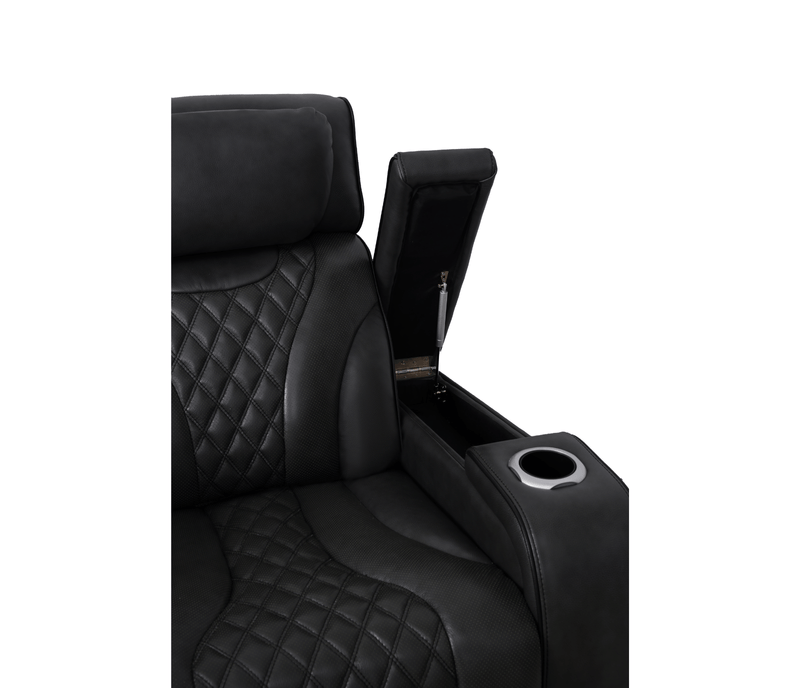 Jag's International Reclining Sofas Nexus Sofa - Power Reclining w/ Power Headrests - Black Leather