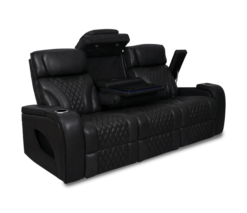 Jag's International Reclining Sofas Nexus Sofa - Power Reclining w/ Power Headrests - Black Leather