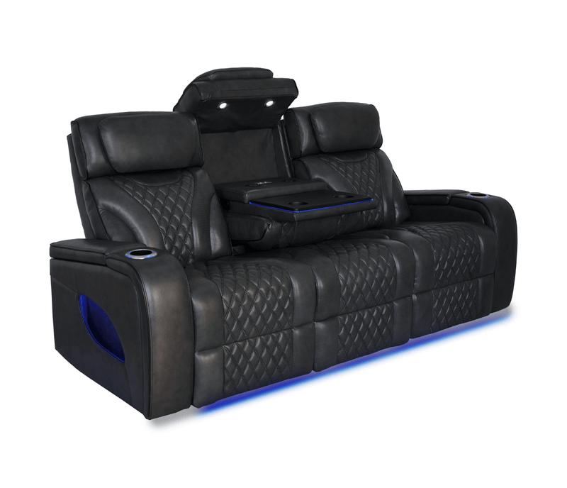 Jag's International Reclining Sofas Nexus Sofa - Power Reclining w/ Power Headrests - Black Leather