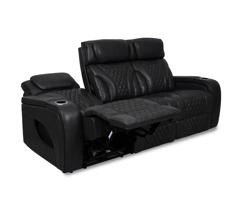 Jag's International Reclining Sofas Nexus Sofa - Power Reclining w/ Power Headrests - Black Leather