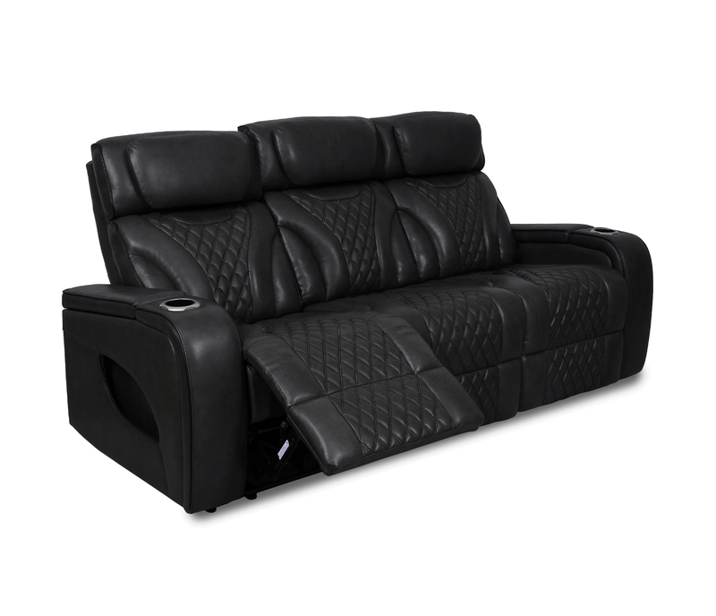 Jag's International Reclining Sofas Nexus Sofa - Power Reclining w/ Power Headrests - Black Leather