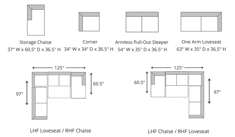 Jag's International Sectional Zelia Plush Grey Minky Corduroy Large Sectional Sofa Bed with Storage Chaise and Cupholders