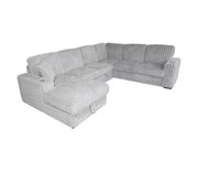 Jag's International Sleeper Sectionals LHF Storage Chaise / Corner / Armless Sleeper Loveseat / RHF Loveseat Zelia 4 Piece Sectional w/ Pull-Sleeper - Grey Fabric