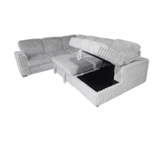 Jag's International Sleeper Sectionals Zelia 4 Piece Sectional w/ Pull-Sleeper - Grey Fabric