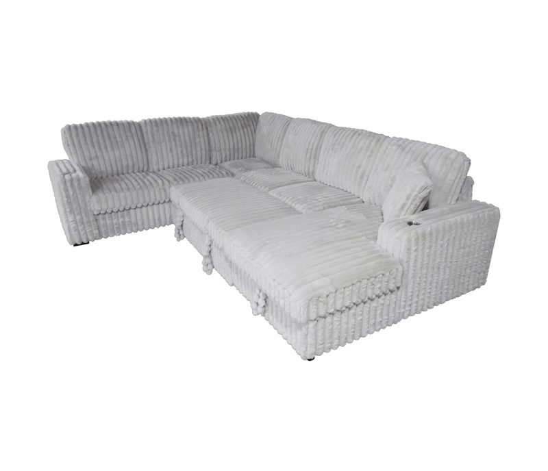 Jag's International Sleeper Sectionals Zelia 4 Piece Sectional w/ Pull-Sleeper - Grey Fabric