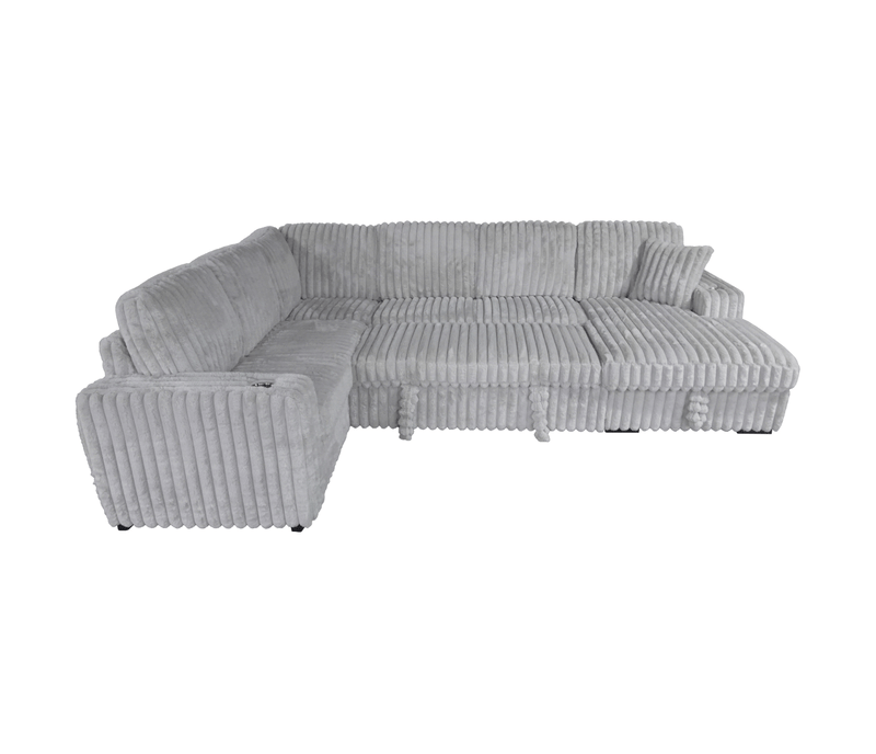 Jag's International Sleeper Sectionals Zelia 4 Piece Sectional w/ Pull-Sleeper - Grey Fabric
