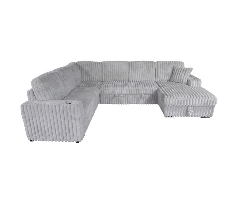 Jag's International Sleeper Sectionals Zelia 4 Piece Sectional w/ Pull-Sleeper - Grey Fabric