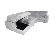 Jag's International Sleeper Sectionals Zelia 4 Piece Sectional w/ Pull-Sleeper - Grey Fabric