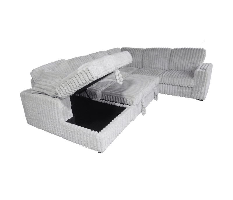 Jag's International Sleeper Sectionals Zelia 4 Piece Sectional w/ Pull-Sleeper - Grey Fabric