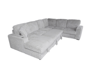 Jag's International Sleeper Sectionals Zelia 4 Piece Sectional w/ Pull-Sleeper - Grey Fabric