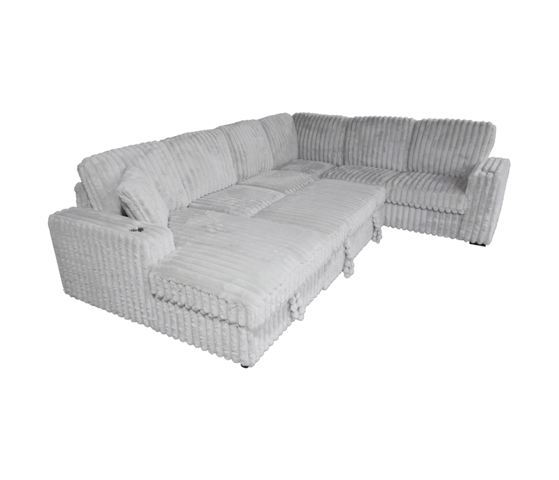 Jag's International Sleeper Sectionals Zelia 4 Piece Sectional w/ Pull-Sleeper - Grey Fabric