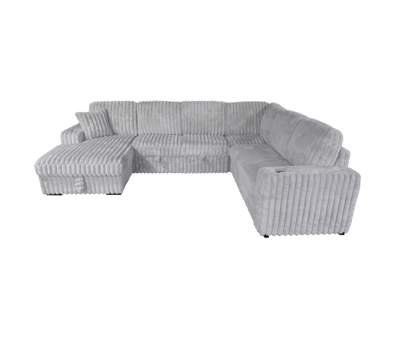 Jag's International Sleeper Sectionals Zelia 4 Piece Sectional w/ Pull-Sleeper - Grey Fabric