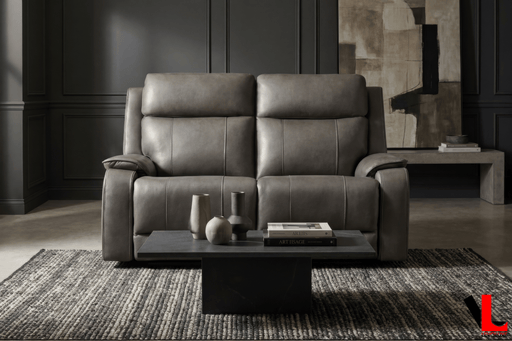Levoluxe Brindle 60" Power Reclining 2 Seater Loveseat in Charcoal Leather Match