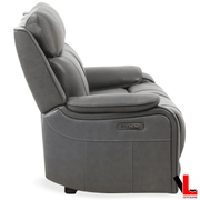 Levoluxe Brindle 62" Power Reclining 2 Seater Loveseat in Charcoal Leather Match