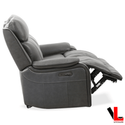 Levoluxe Brindle 62" Power Reclining 2 Seater Loveseat in Charcoal Leather Match