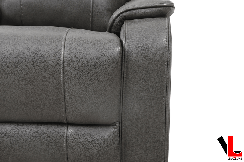 Levoluxe Brindle 62" Power Reclining 2 Seater Loveseat in Charcoal Leather Match