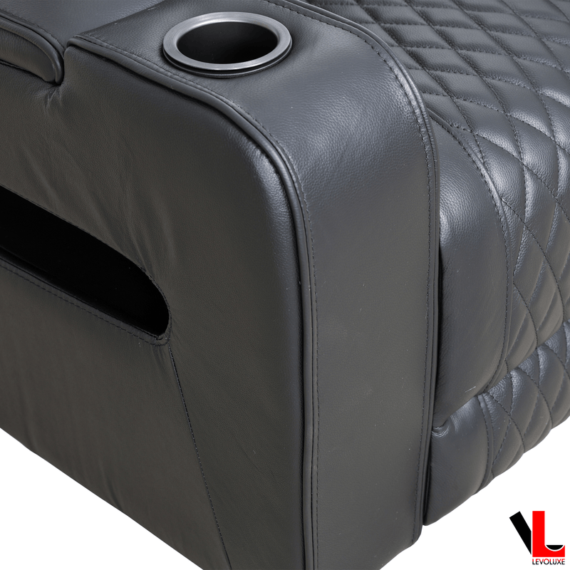 Levoluxe Chair Black Colton 37" Leather Match Power Glider Reclining Chair with Power Headrest, Cupholders and Storage