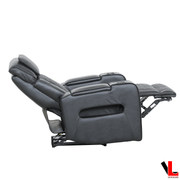 Levoluxe Chair Black Colton 37" Leather Match Power Glider Reclining Chair with Power Headrest, Cupholders and Storage