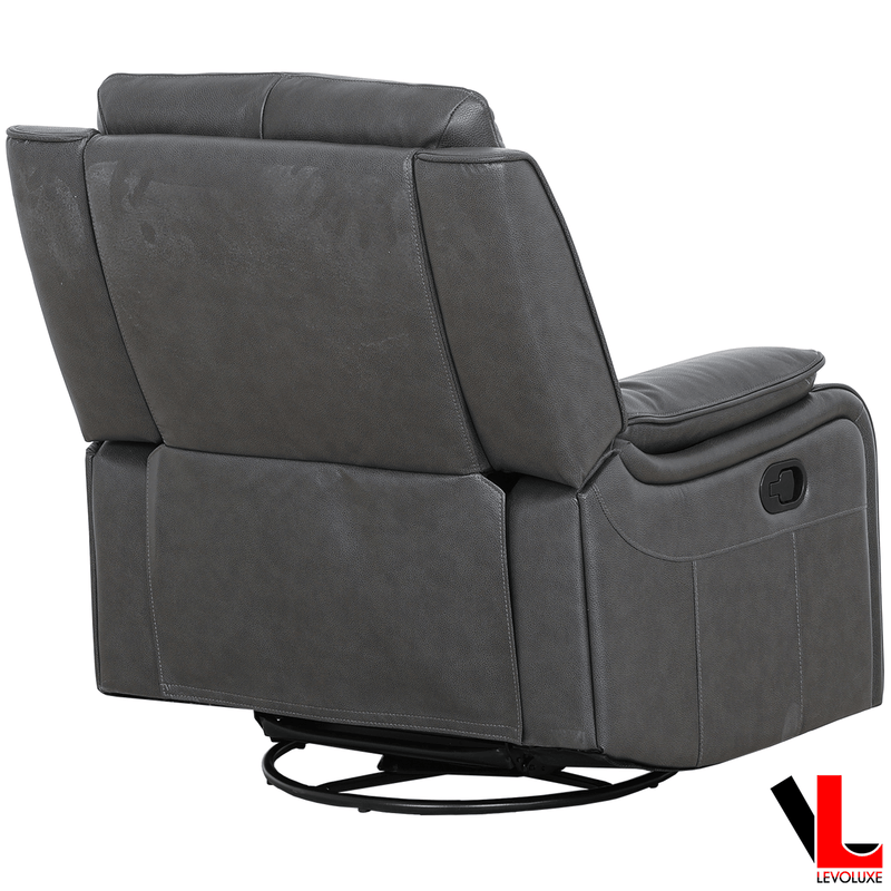 Levoluxe Chair Brindle 36.5" Leather Match Swivel Glider Reclining Chair - Available in 2 Colours