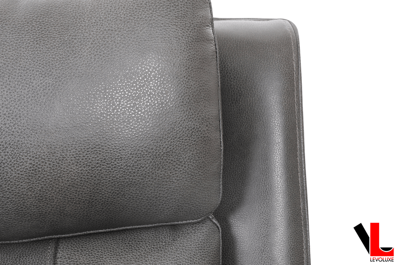 Levoluxe Chair Brindle 36.5" Power Reclining Chair in Charcoal Leather Match