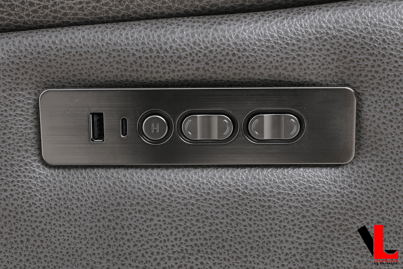 Levoluxe Chair Brindle 36.5" Power Reclining Chair in Charcoal Leather Match