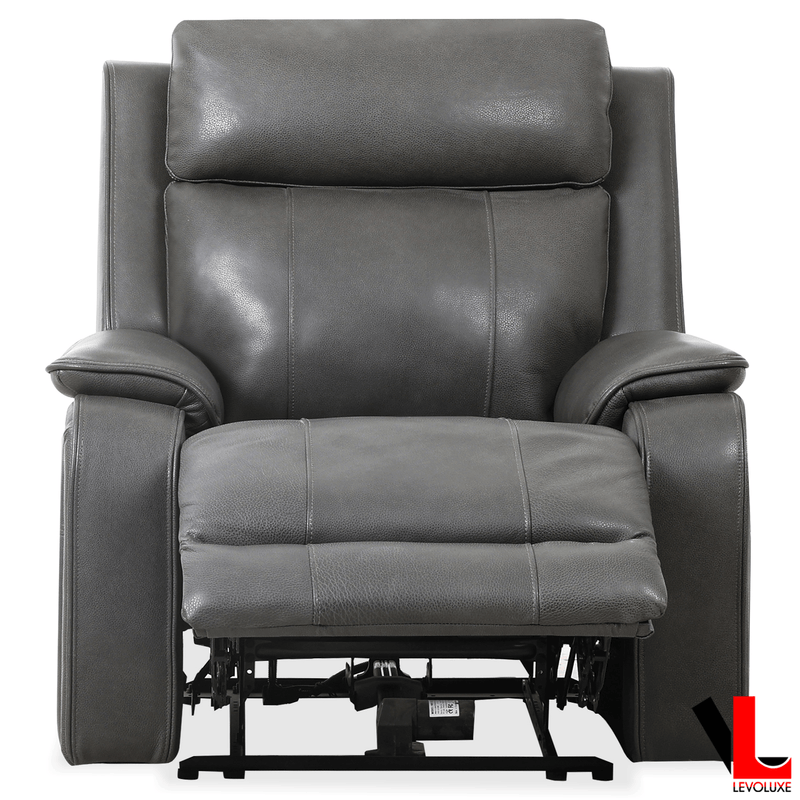Levoluxe Chair Brindle 36.5" Power Reclining Chair in Charcoal Leather Match