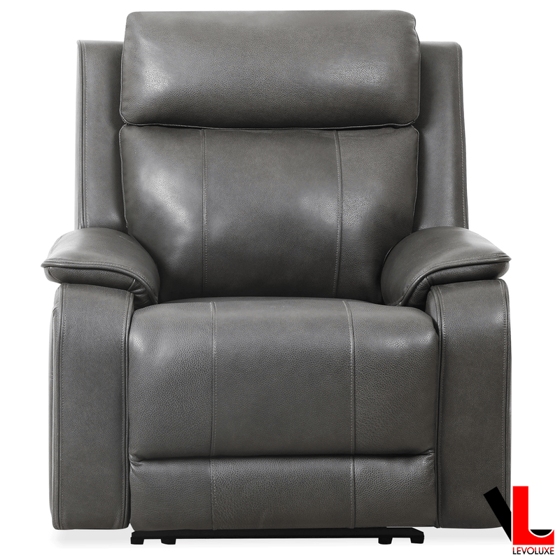 Levoluxe Chair Brindle 36.5" Power Reclining Chair in Charcoal Leather Match