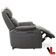 Levoluxe Chair Brindle 36.5" Power Reclining Chair in Charcoal Leather Match