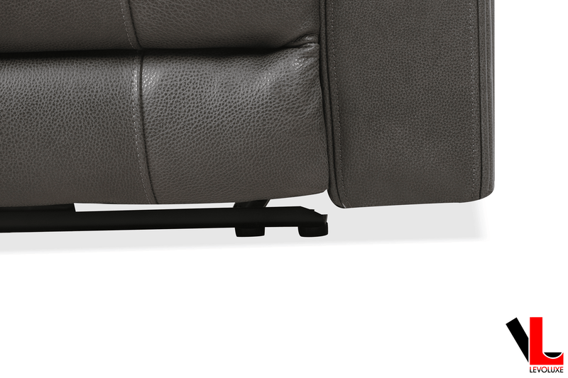 Levoluxe Chair Brindle 36.5" Power Reclining Chair in Charcoal Leather Match