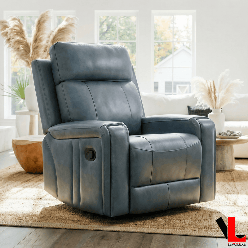 Levoluxe Chair Cavron 37" Leather Match Swivel Glider Reclining Chair - Available in 2 Colours